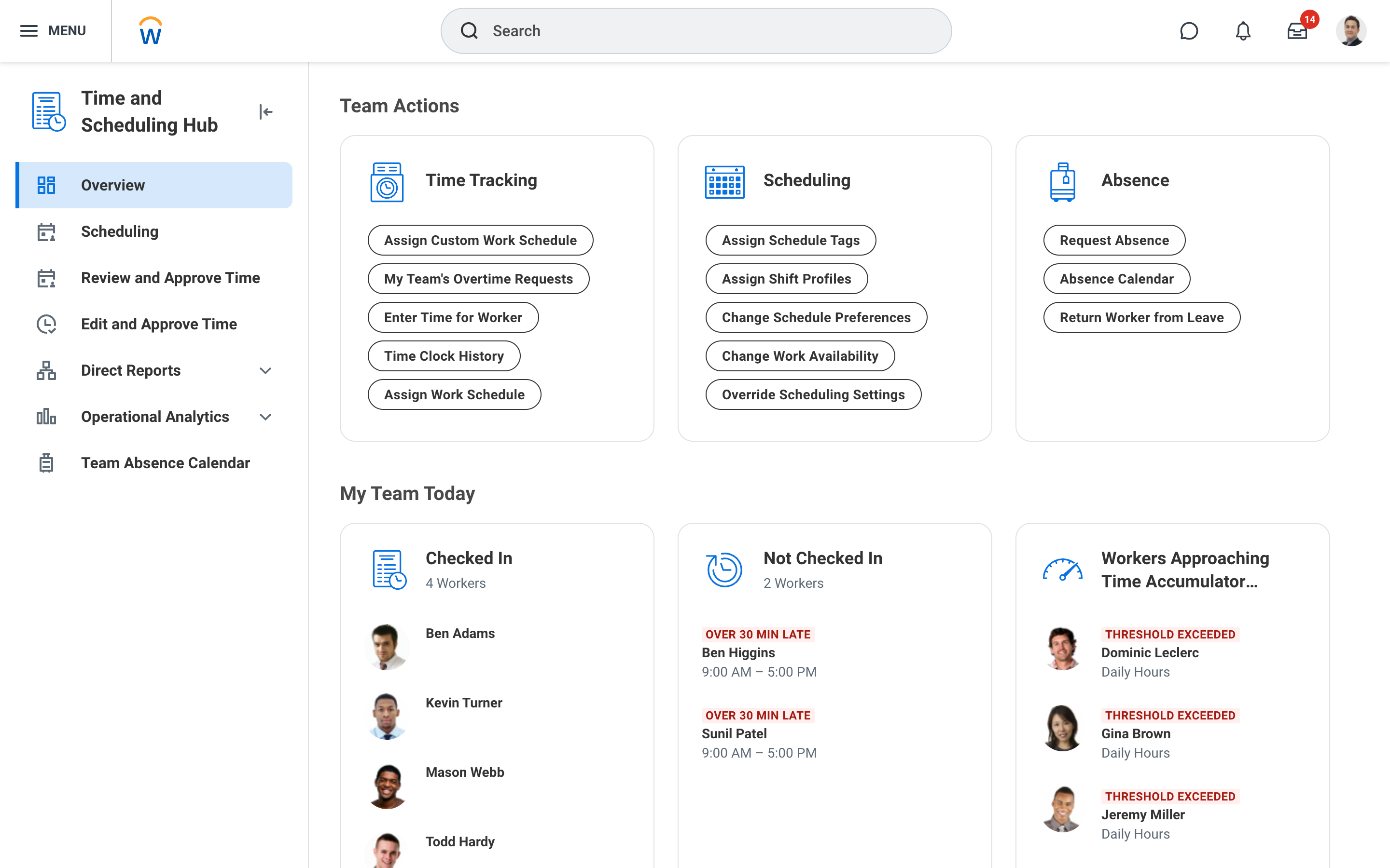 screenshot of Workday Workforce Management